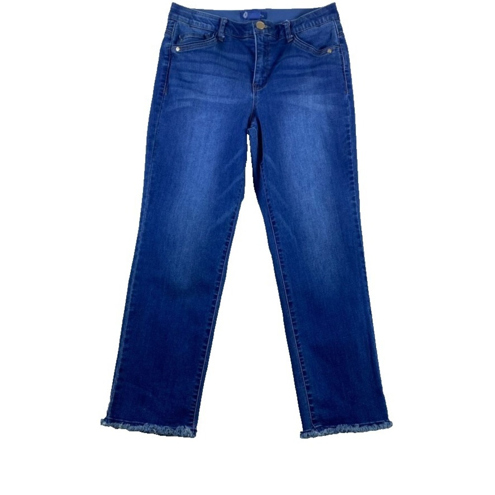Democracy High Rise Cropped Straight Jeans in Medium Blue - Picture 2 of 12